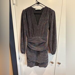 Astr Shimmering Long Sleeve Dress in Multicolor